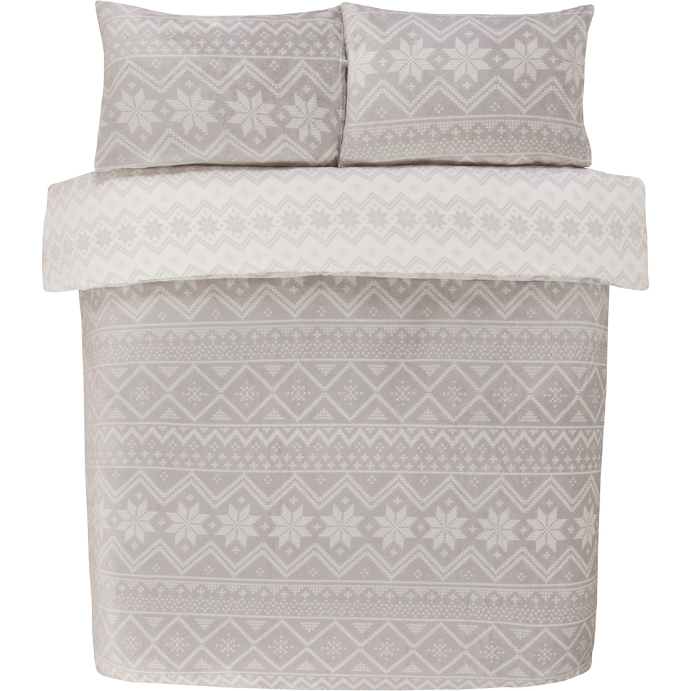 Smart Living Single Grey Fairisle Fleece Duvet Set Image 3