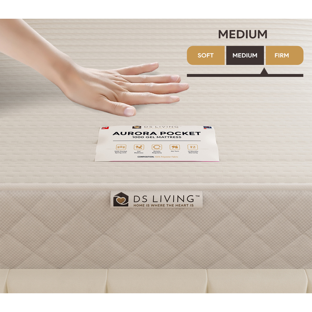 DS Living Aurora Sanctuary Double Gel Enhanced 1000 Pocket Sprung Hybrid Mattress Image 5