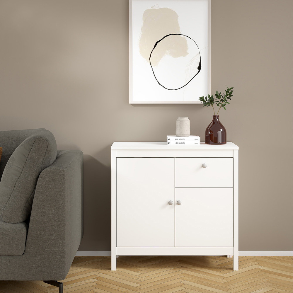 Florence Madrid 2 Doors Single Drawer White Sideboard Image 6