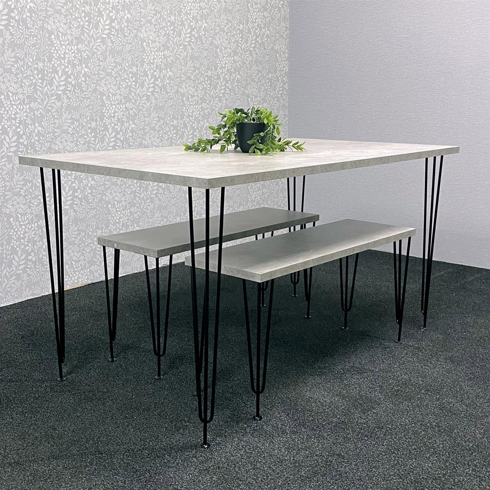 Kosy Koala 4 Seater Grey Dining Table Set with Benches Image 5