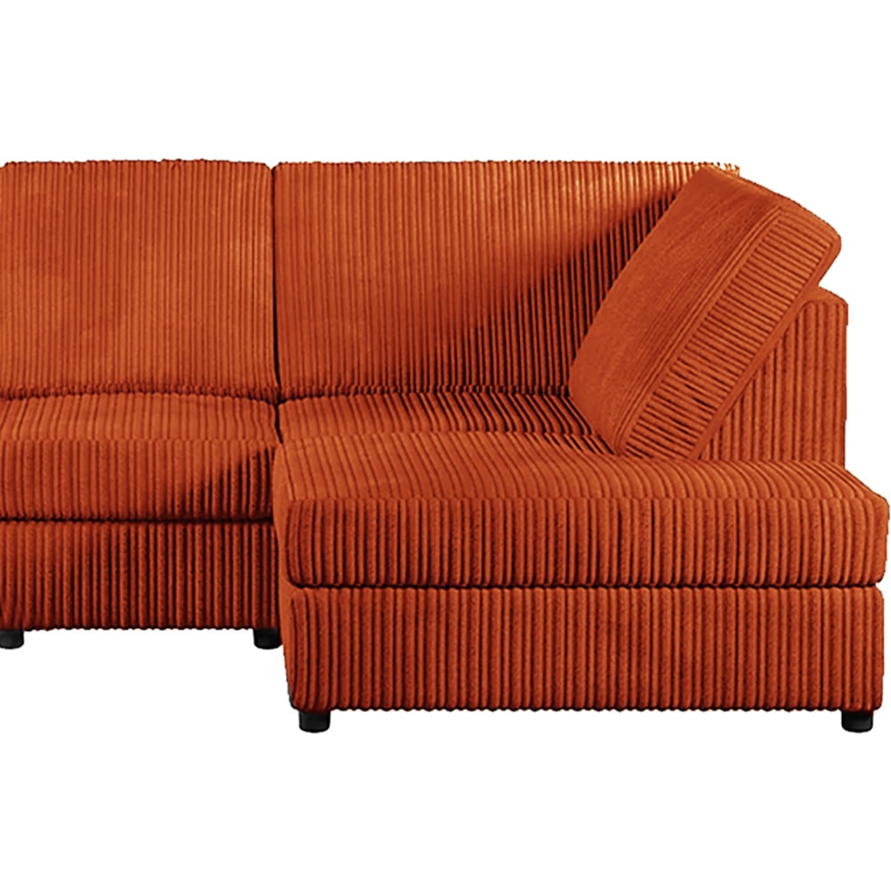Luxor 4 Seater Orange Jumbo Cord Right Hand Facing Full Back L Shaped Corner Sofa Set Image 4
