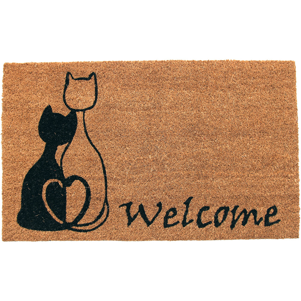 Coco & Coir Meow Romance Coir Door Mat 45 x 75cm Image 1
