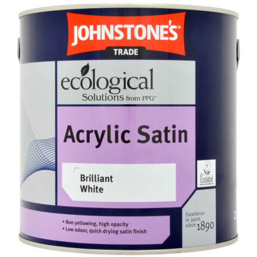 Johnstone's Trade Brilliant White Acrylic Satin Paint 2.5L Image 2