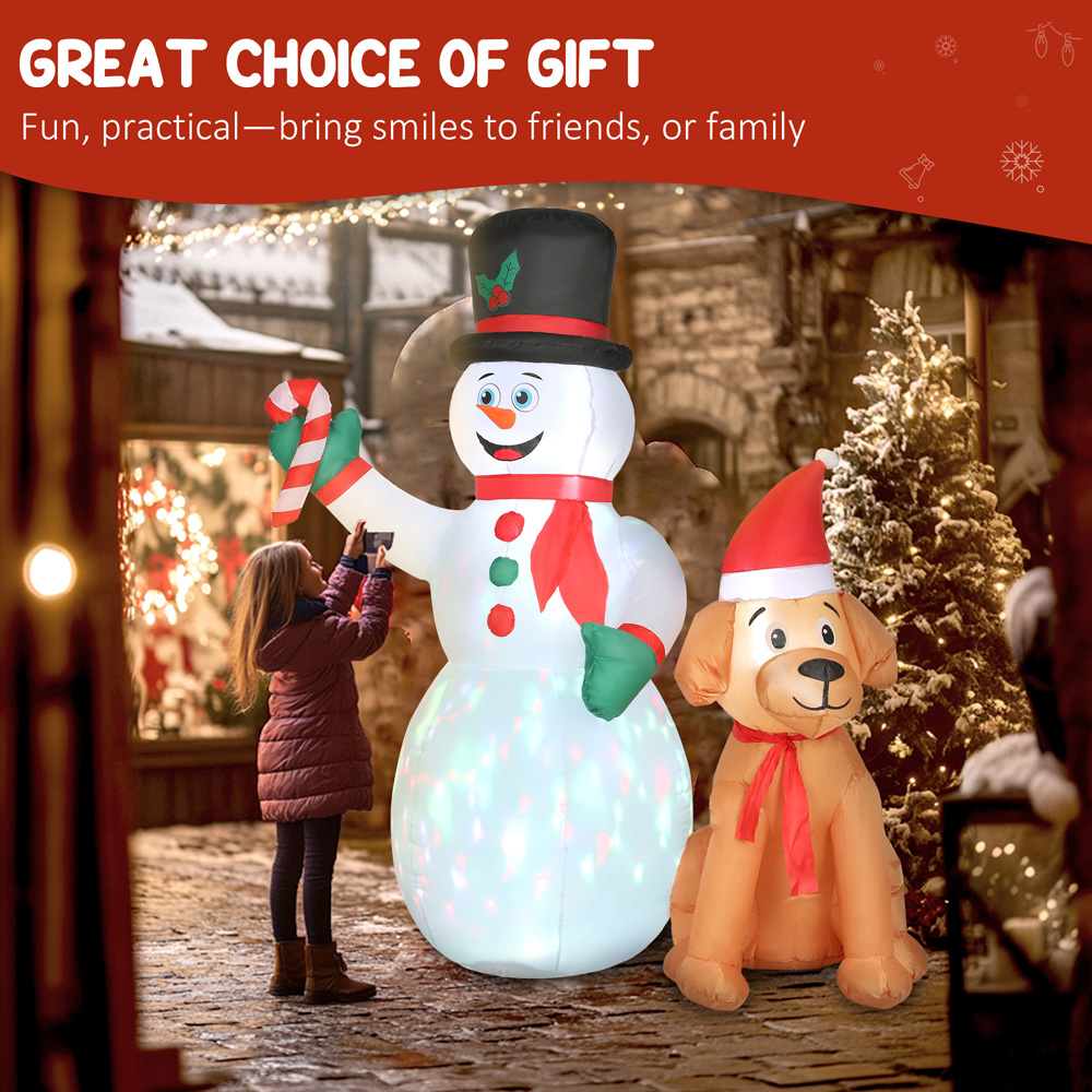 Everglow Christmas Blow Up Inflatable Snowman and Dog Decoration with Built-in LEDs 6ft Image 8