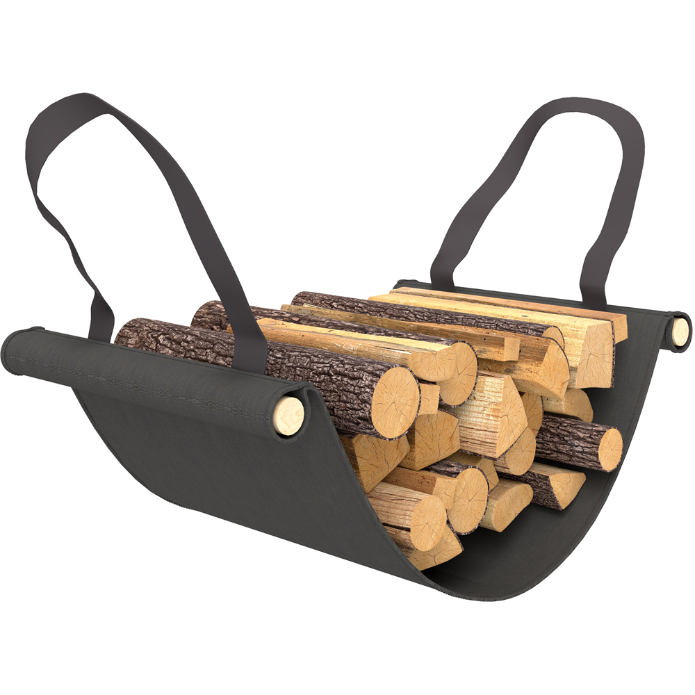 Outsunny 4ft Black Firewood Log Storage Rack with Canvas Carrier and Oxford Cover Image 3