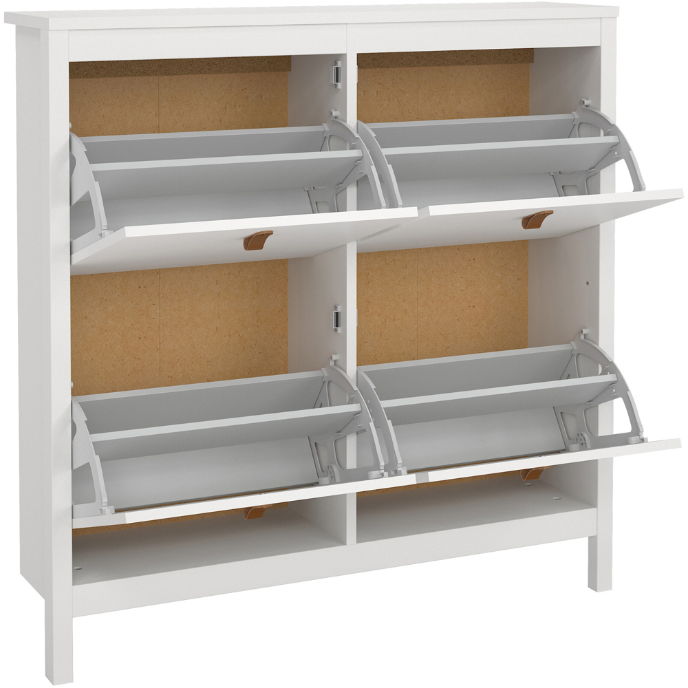 Florence Barcelona 4 Flip Down Doors White Shoe Cabinet Image 4