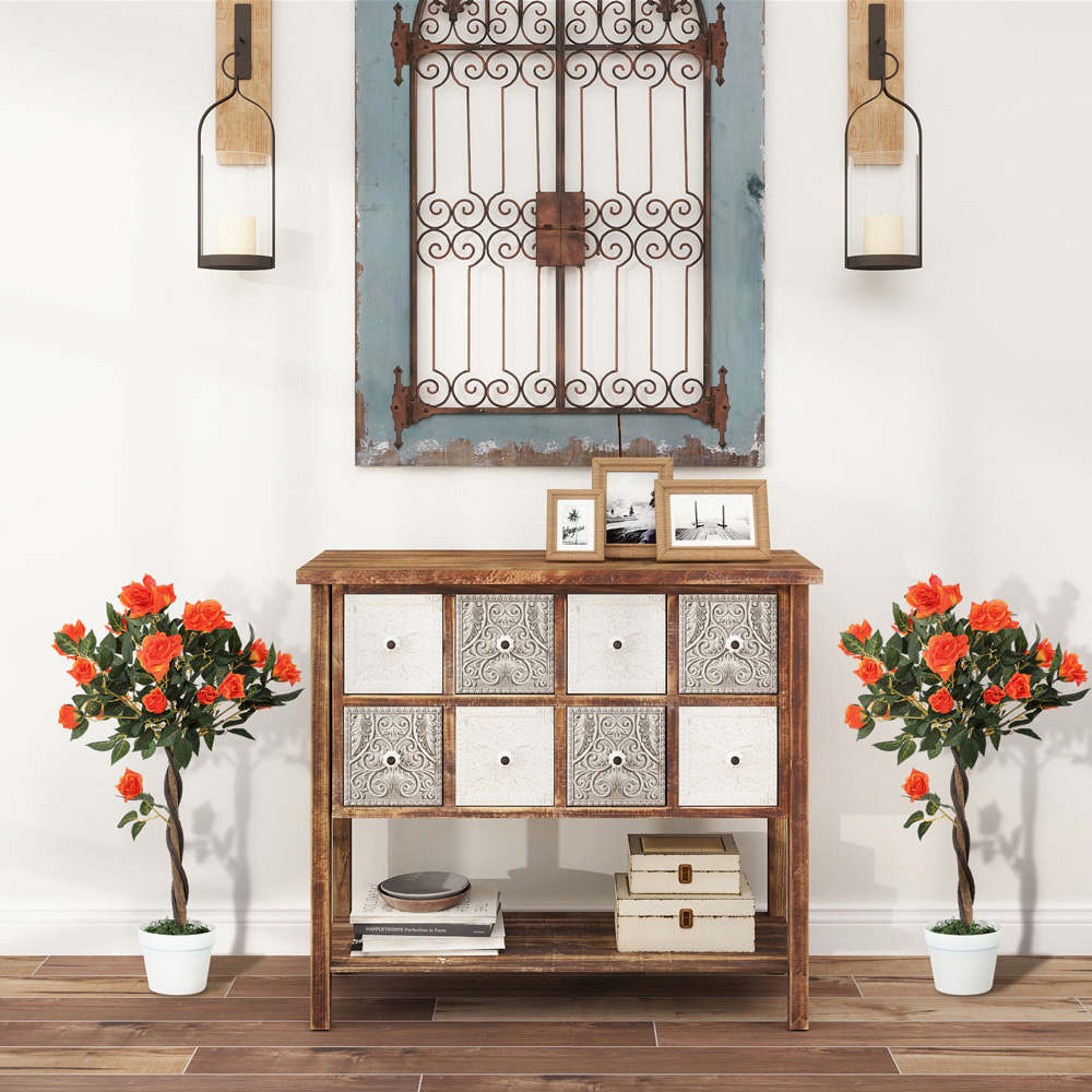 Portland Orange Rose Artificial Tree in Pot 90cm 2 Pack Image 6