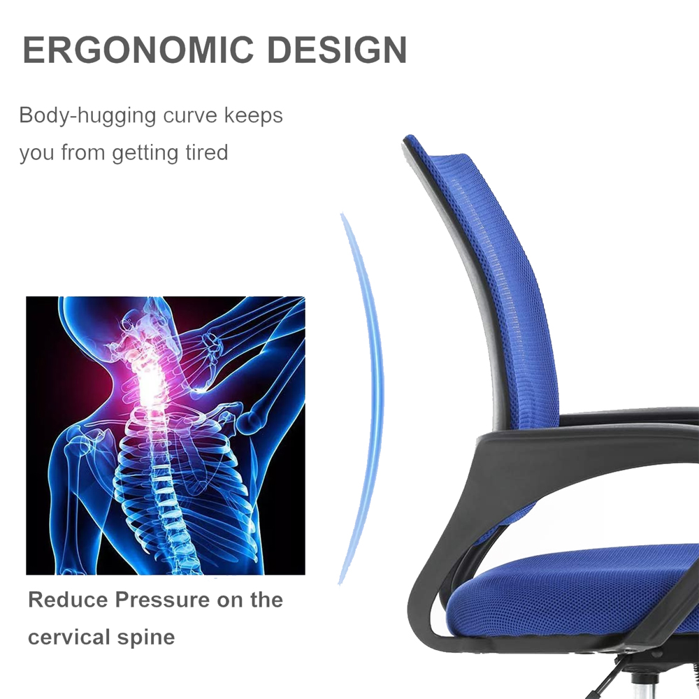 Blue Swivel Height Adjustable Mesh Back Office Chair Image 5