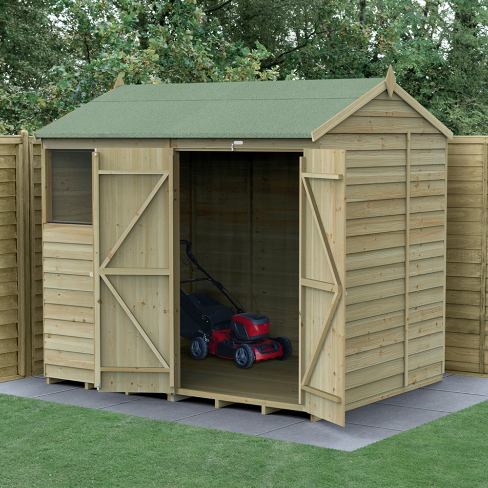 Forest Garden 4LIFE 8 x 6ft Double Door 2 Windows Reverse Apex Shed Image 2