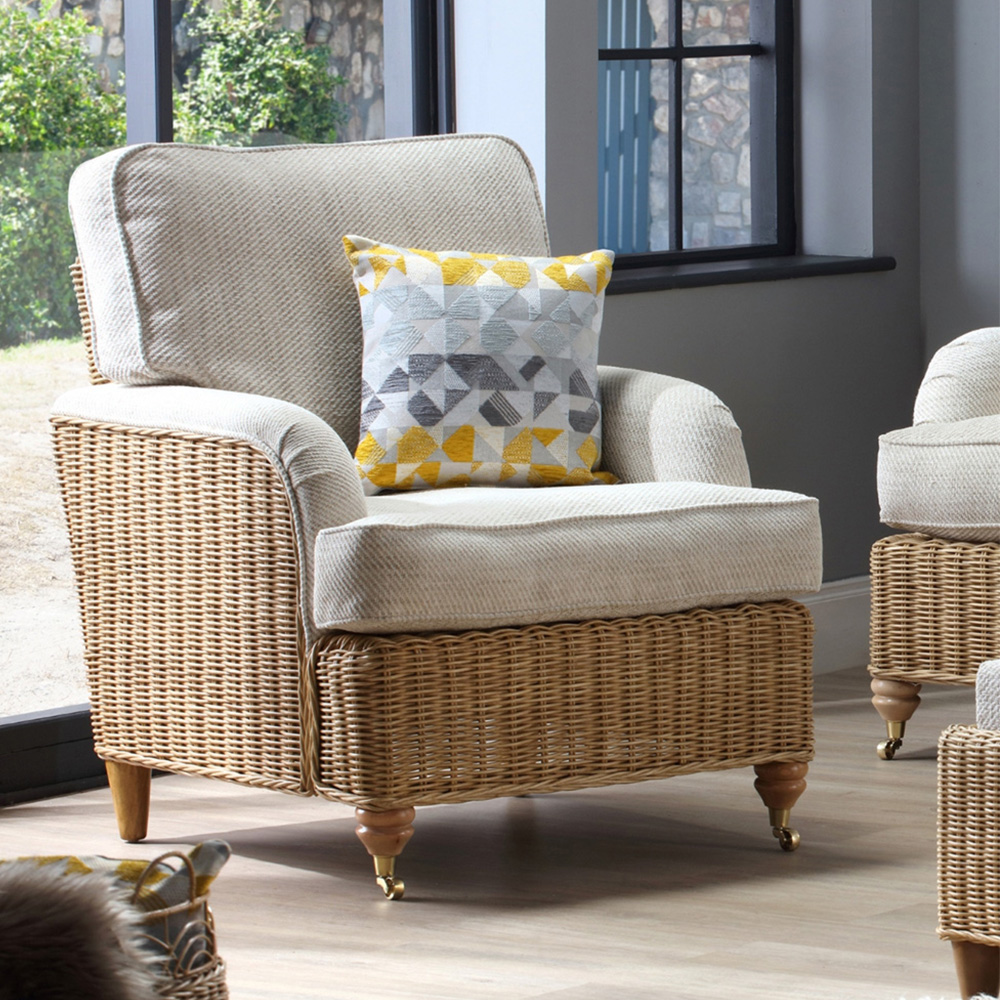 Desser Furniture Seville Light Oak Natural Rattan Jasper Armchair Image 6