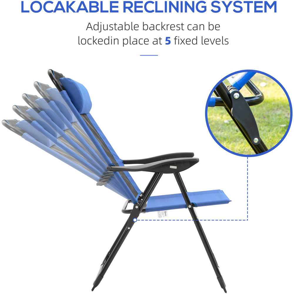 Outsunny Set of 2 Blue Folding Recliner Camping Chair Image 7