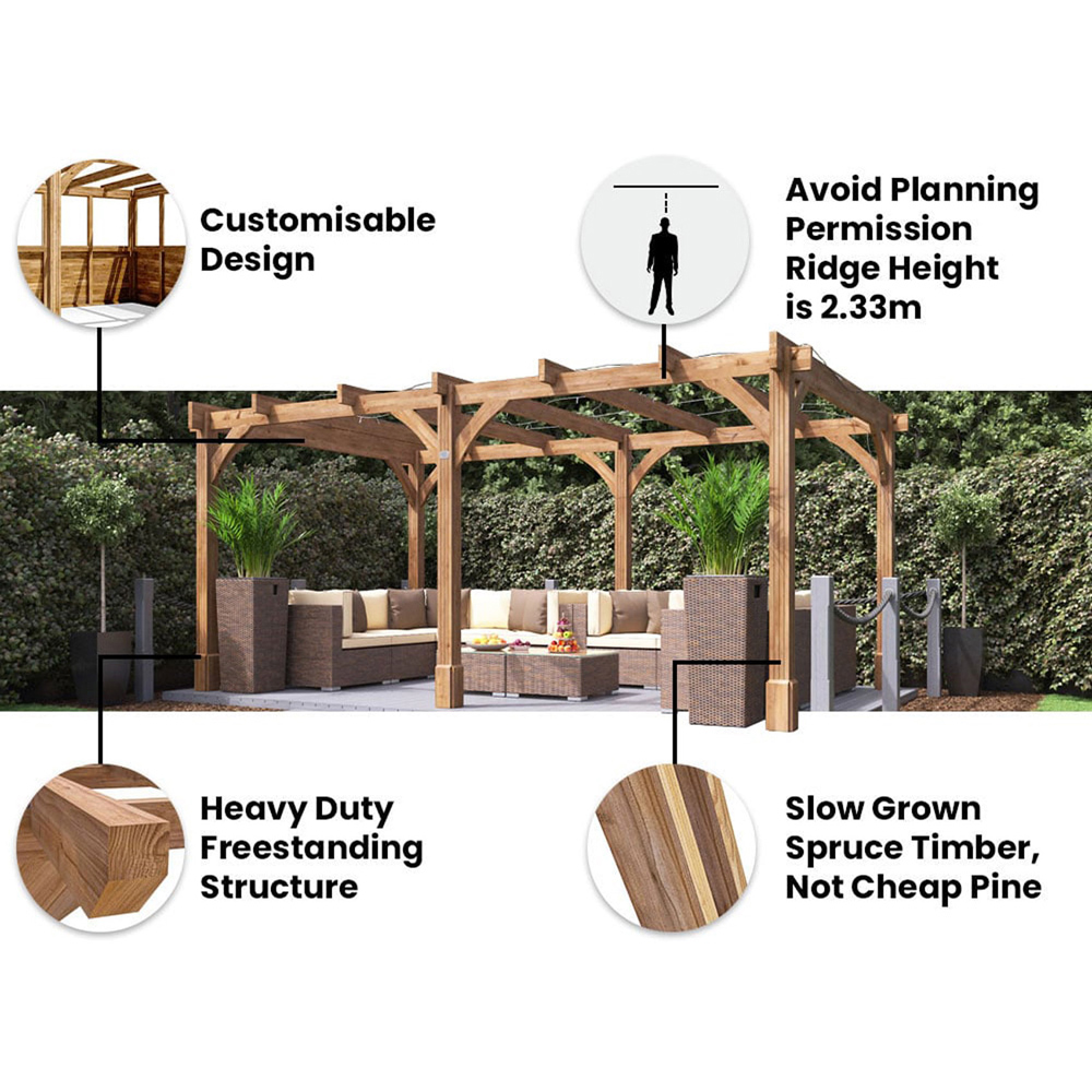 Dunster House Leviathan 5 x 3m Brown Wooden Pergola Plant Frame Image 5