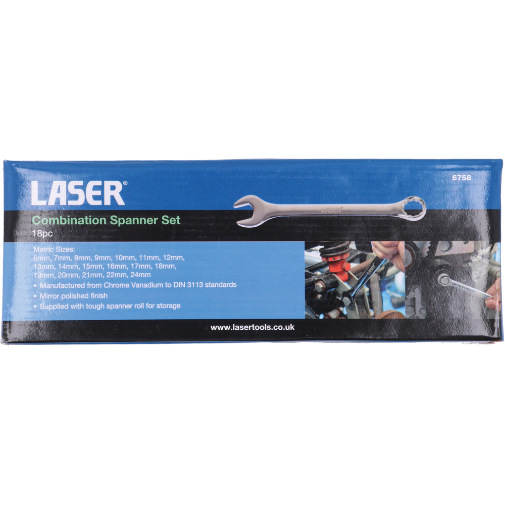 Laser 18 Piece 6-24mm Polished Mirror Finish Bi-Hex Combination Spanner Set Image 4