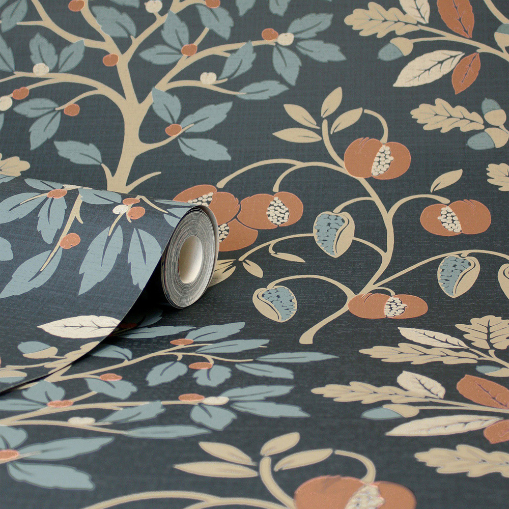 Crown Rowan Autumn Trees Navy Wallpaper Image 2