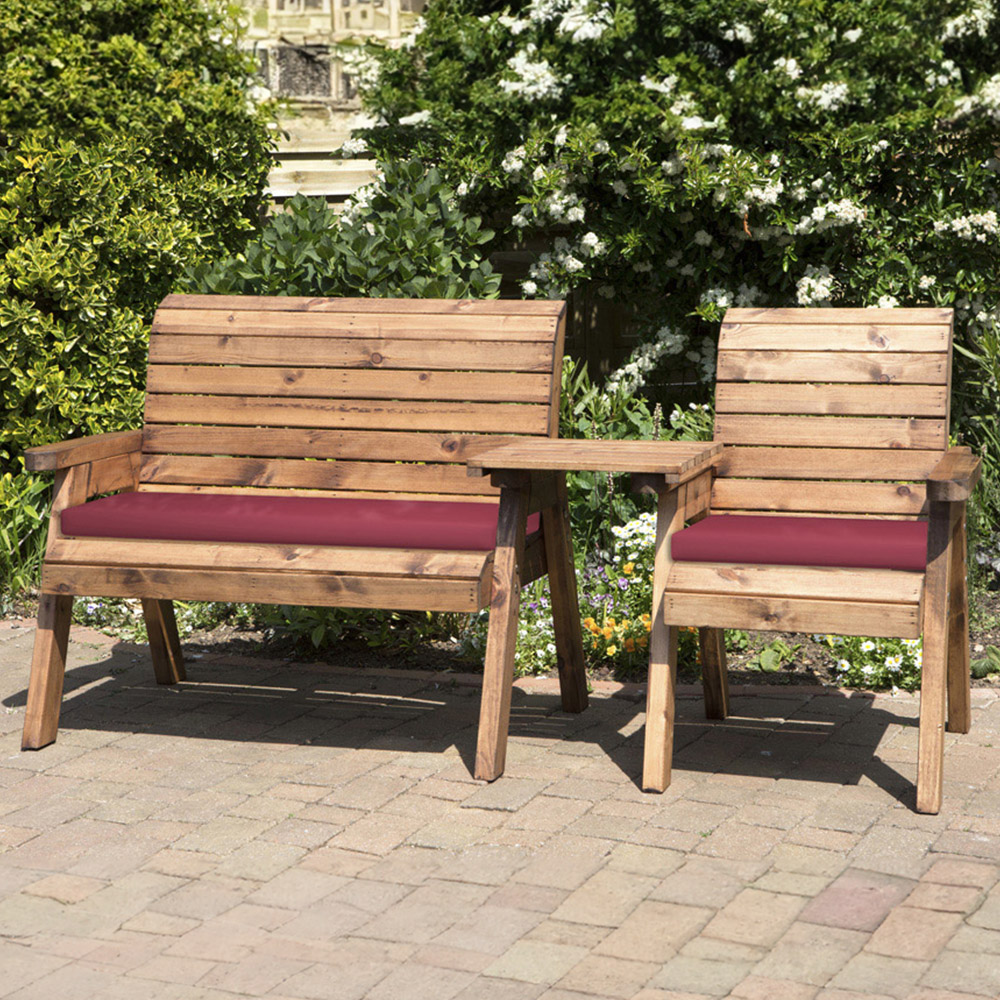 Charles Taylor 3 Seater Straight Companion Seat with Red Cushions Image 1