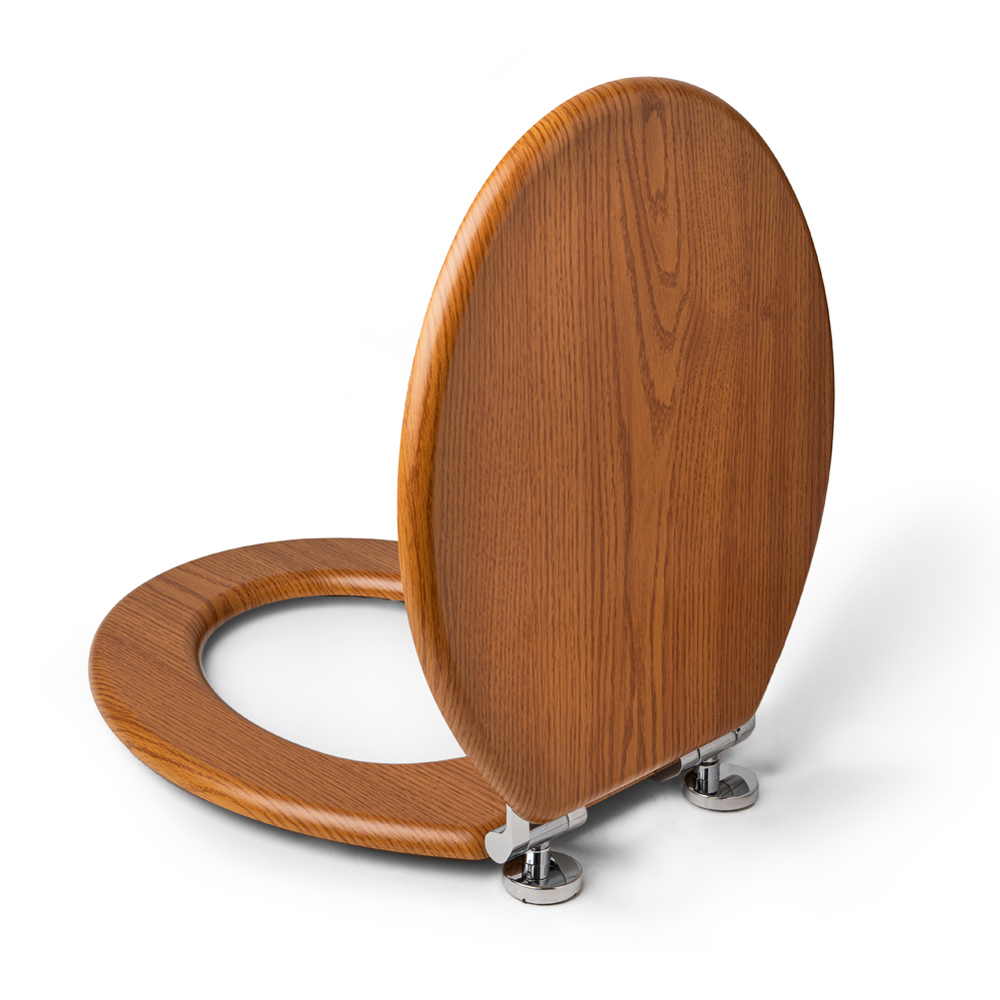 Go Bathrooms Cambridge Oak Effect Soft-Close Toilet Seat Image 4