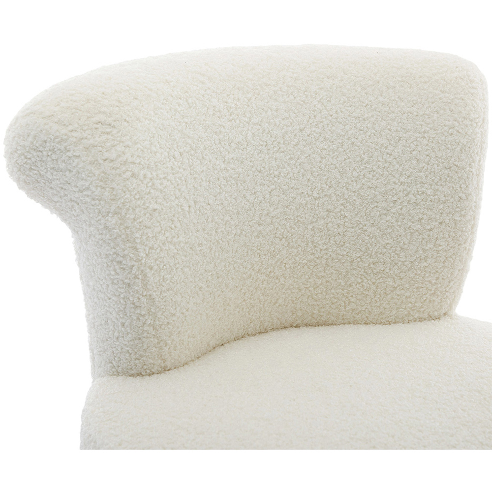 Living and Home White Teddy Fleece Curved Backrest Vanity Stool Image 4