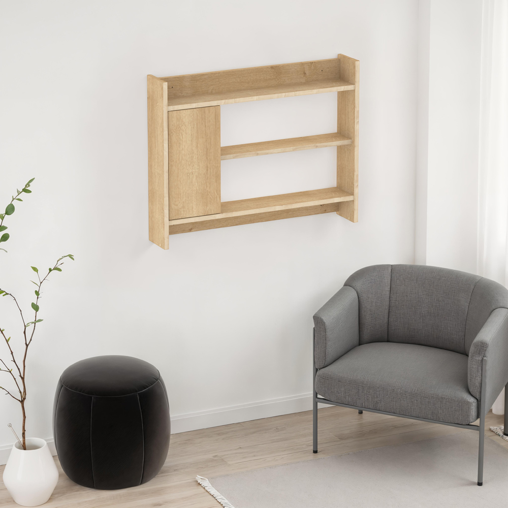 Decortie Fleet Oak 3 Shelf Wall Unit with Cupboard Image 4