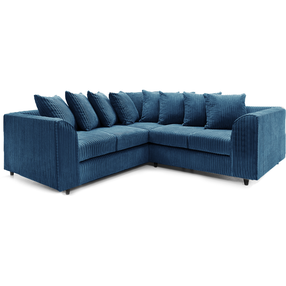 Luxor 5 Seater Marine Blue Jumbo Cord Scatter Back L Shaped Corner Sofa Set Image 2