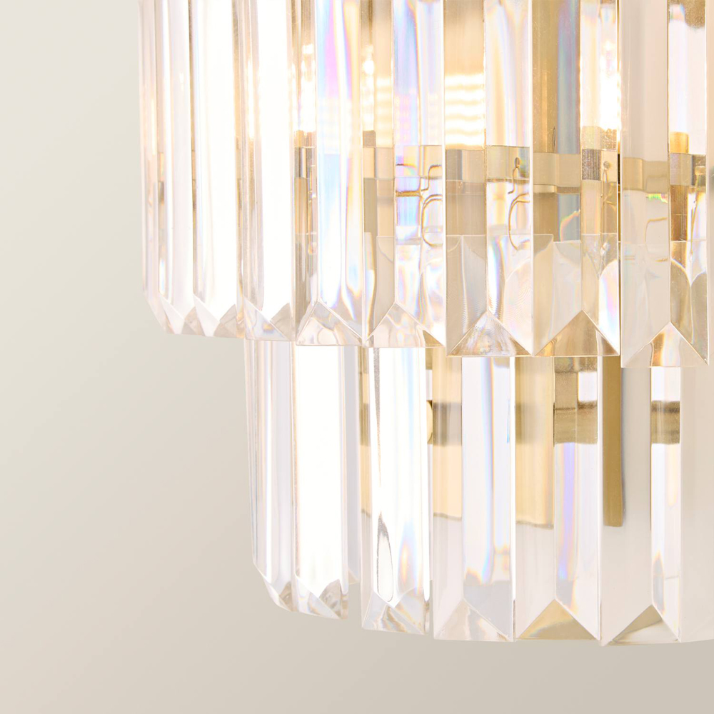ValueLights Pemberley 2-Tier Gold Acrylic Jewel Wall Light with Bulb Image 4