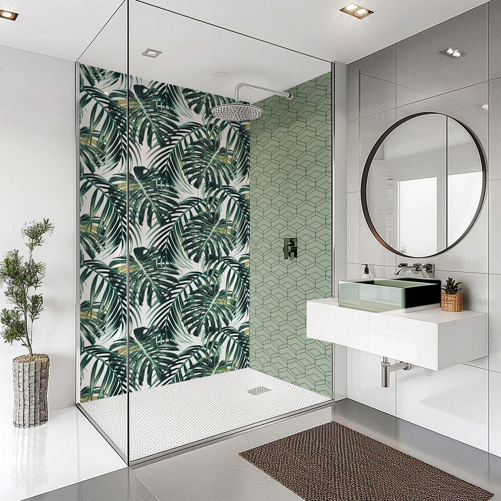 Splashbax Premium Artisan Elongated Hexagon Sage Green Acrylic Bathroom Wall Panel 2400 x 800mm Image 4