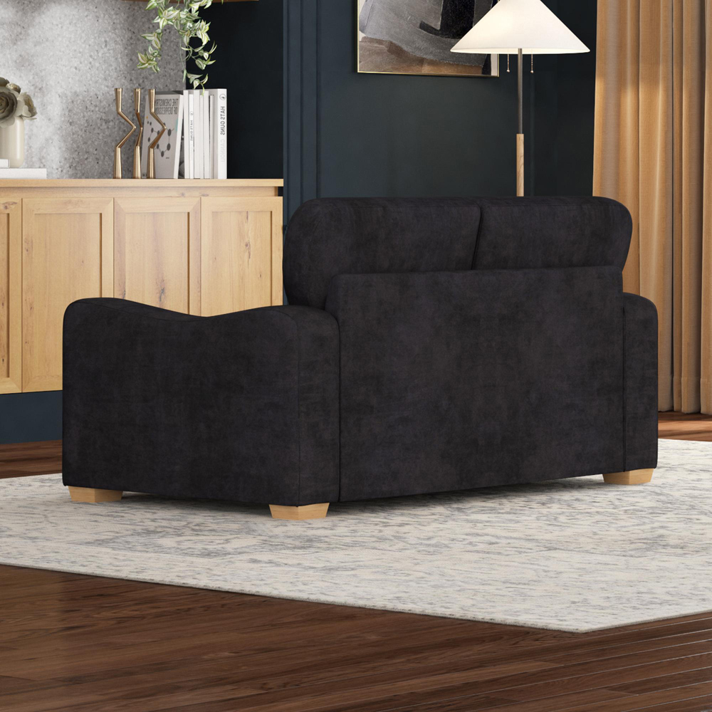 Theadford 2 Seater Ebony Plush Velvet Fixed Back Sofa Image 6