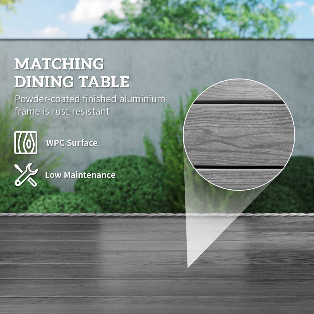 Outsunny 6 Seater Grey Rattan Garden Dining Set with Seat Back Cushions Image 7