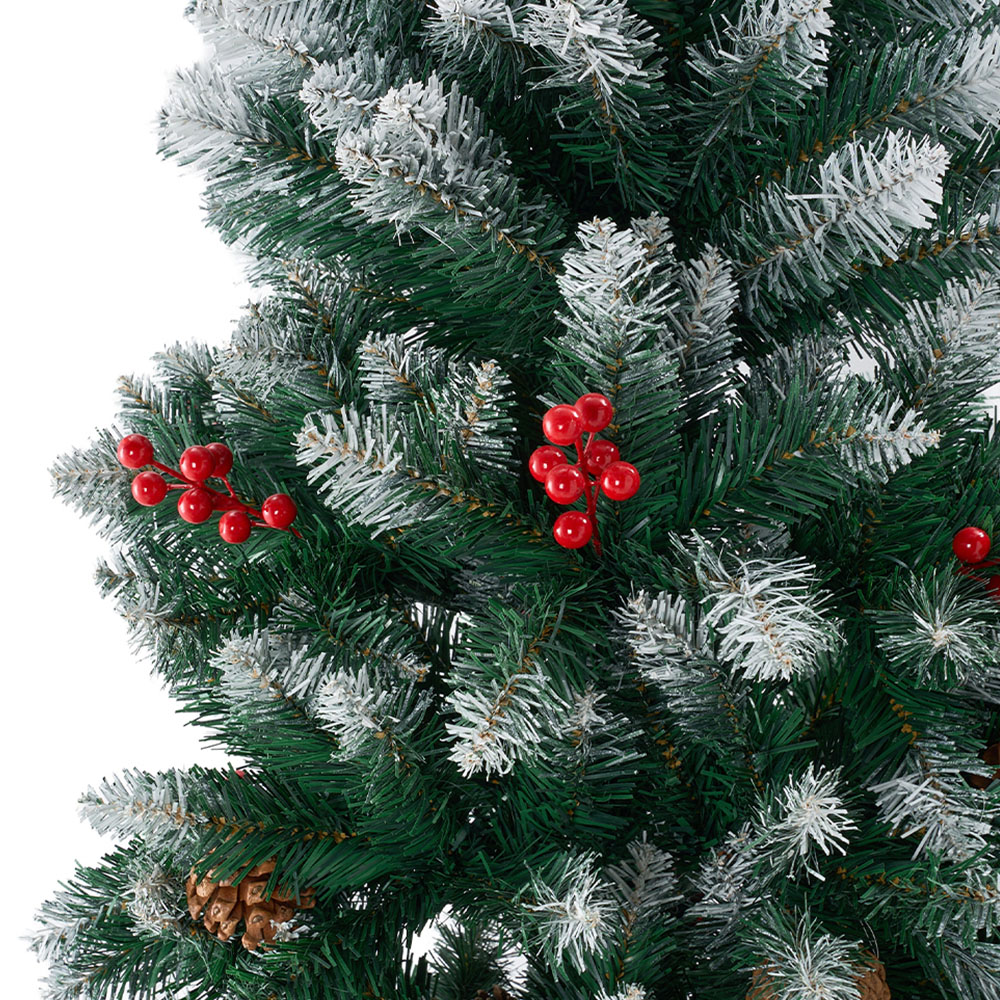 Living and Home Pine Cones and Red Berries Snow Flocked Artificial Christmas Tree 6.8ft Image 3