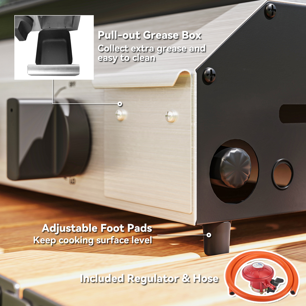 Outsunny Silver Gas Plancha Grill with 4 Stainless Steel Burner Image 7