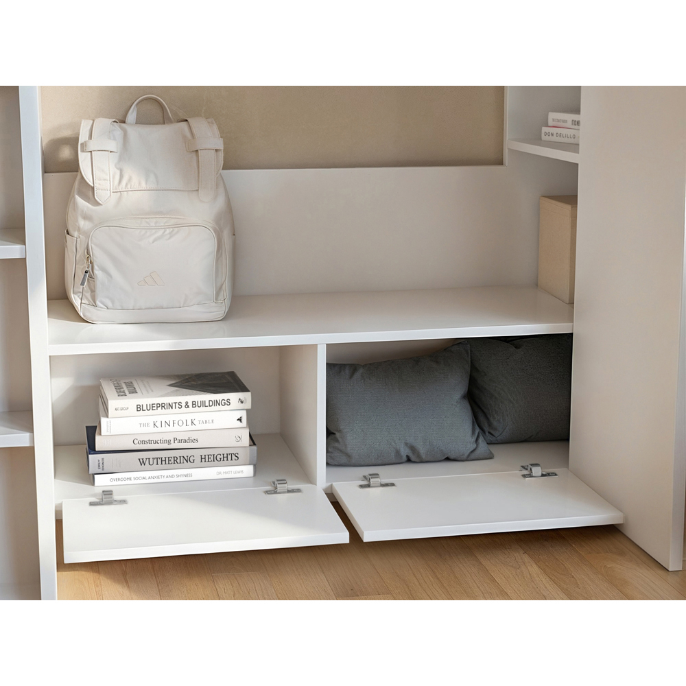 Flair Aspen White Ribbed High Sleeper with Storage and Wardrobe Image 4