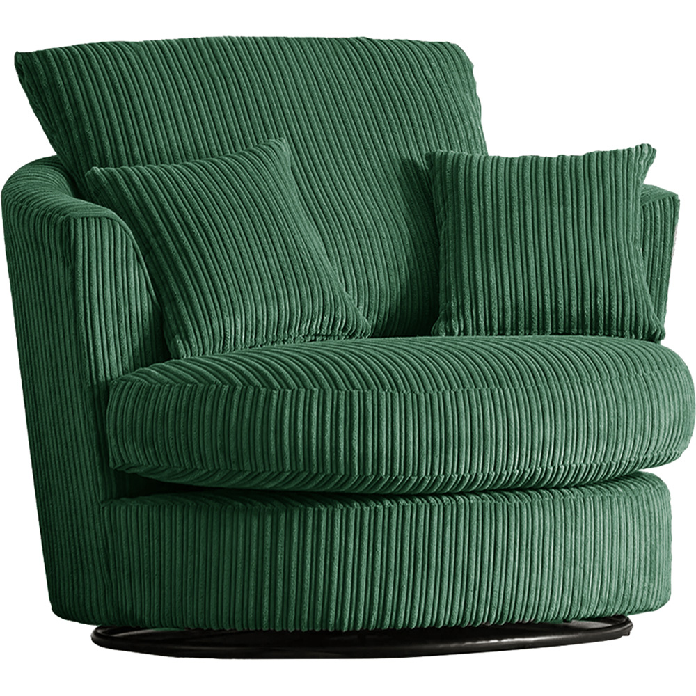 Luxor Green Jumbo Cord Swivel Chair Image 2