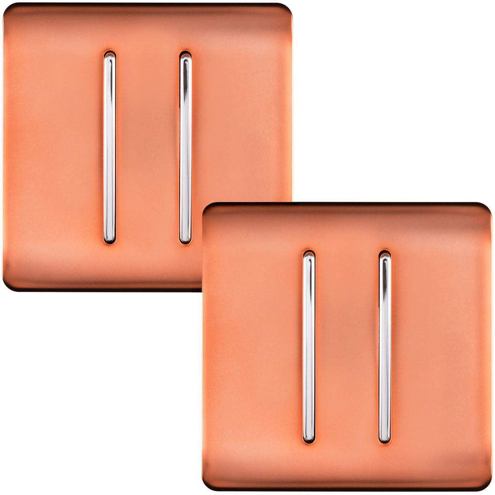 Trendi Switch 2 Gang 1 or 2 Way Copper Rocker Light Switch 2 Pack Image 1