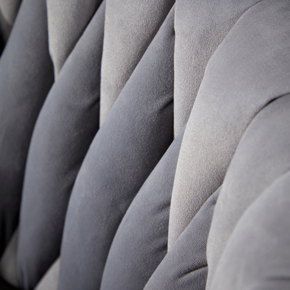 Home Source Reno Grey Plush Velvet Round Tufted Back Accent Chair Image 4