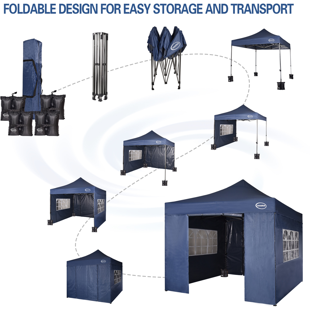 Maximus Blue Pop Up Outdoor Gazebo with Removable Sides 3 x 3m Image 6