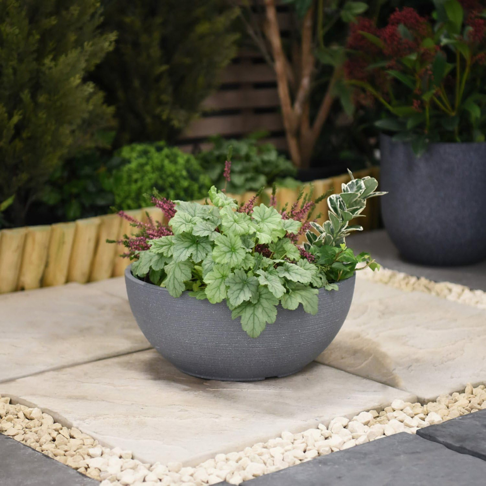 Garden Gear Dark Grey Bayadere Bowl Planter Image 2