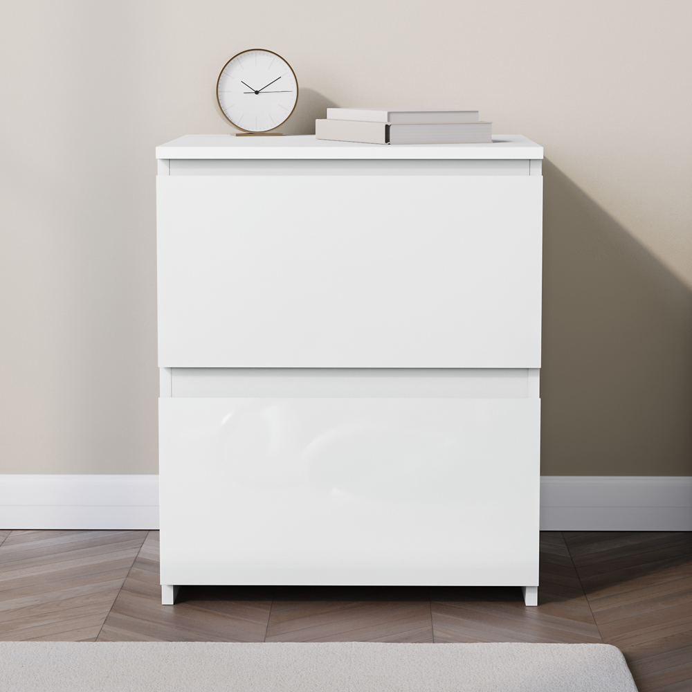 Vida Designs Glinton 2 Drawer White Bedside Table Image 3