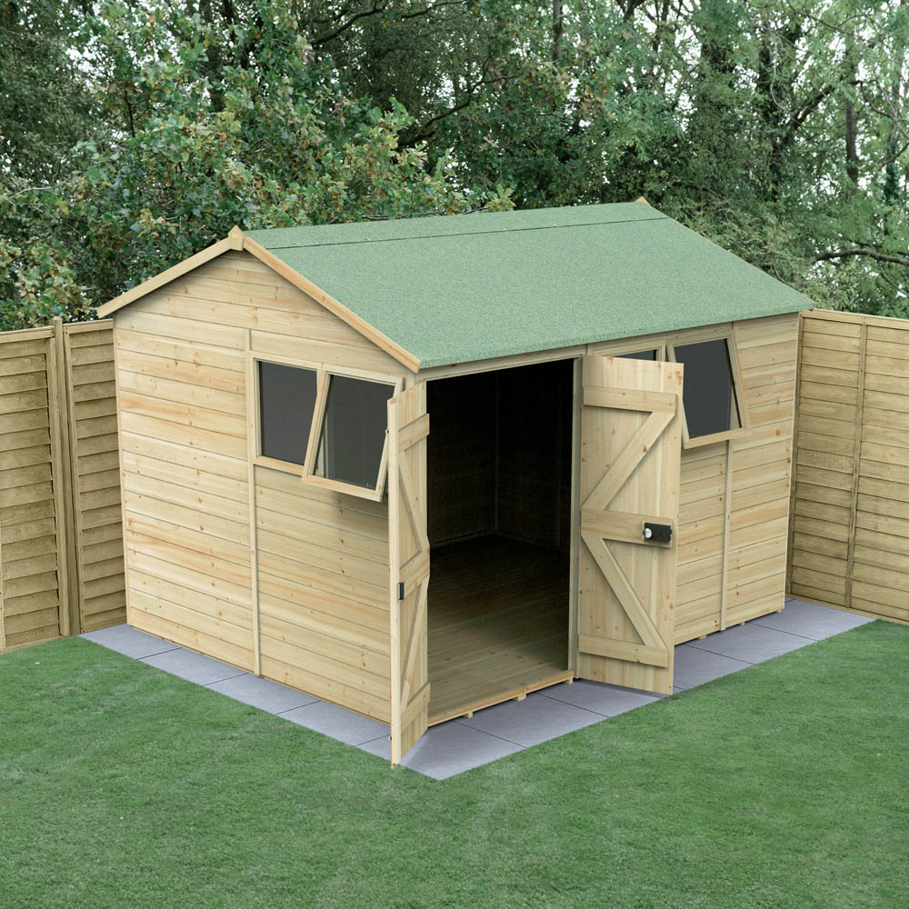 Forest Garden Timberdale 10 x 8ft 2 Opening Tongue and Groove Reverse Apex Garden Shed Image 2