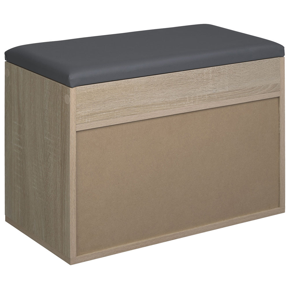 tectake Jasmina 2 Shelf Light Oak Sonoma Shoe Rack Bench with Cushion Image 4