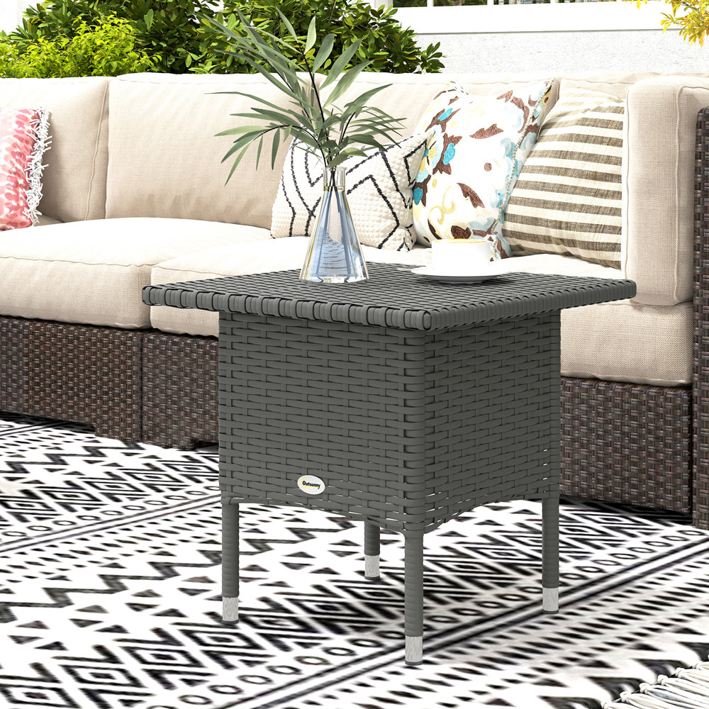 Outsunny Grey Rattan Outdoor Coffee Table Image 5