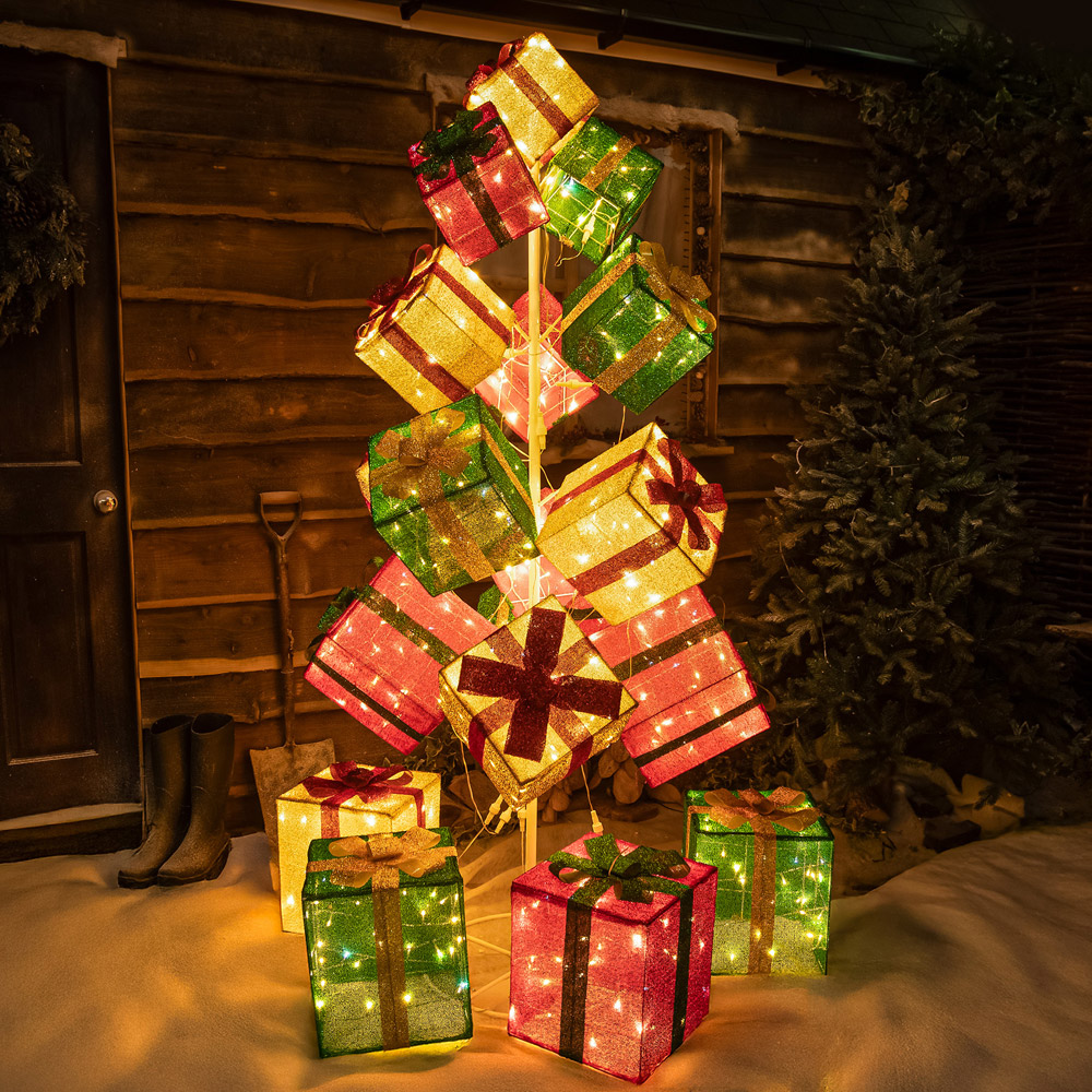 The Christmas Centre 544 White LED Pre-Lit Multicolour Light-Up Present Stack 6.2ft Image 8