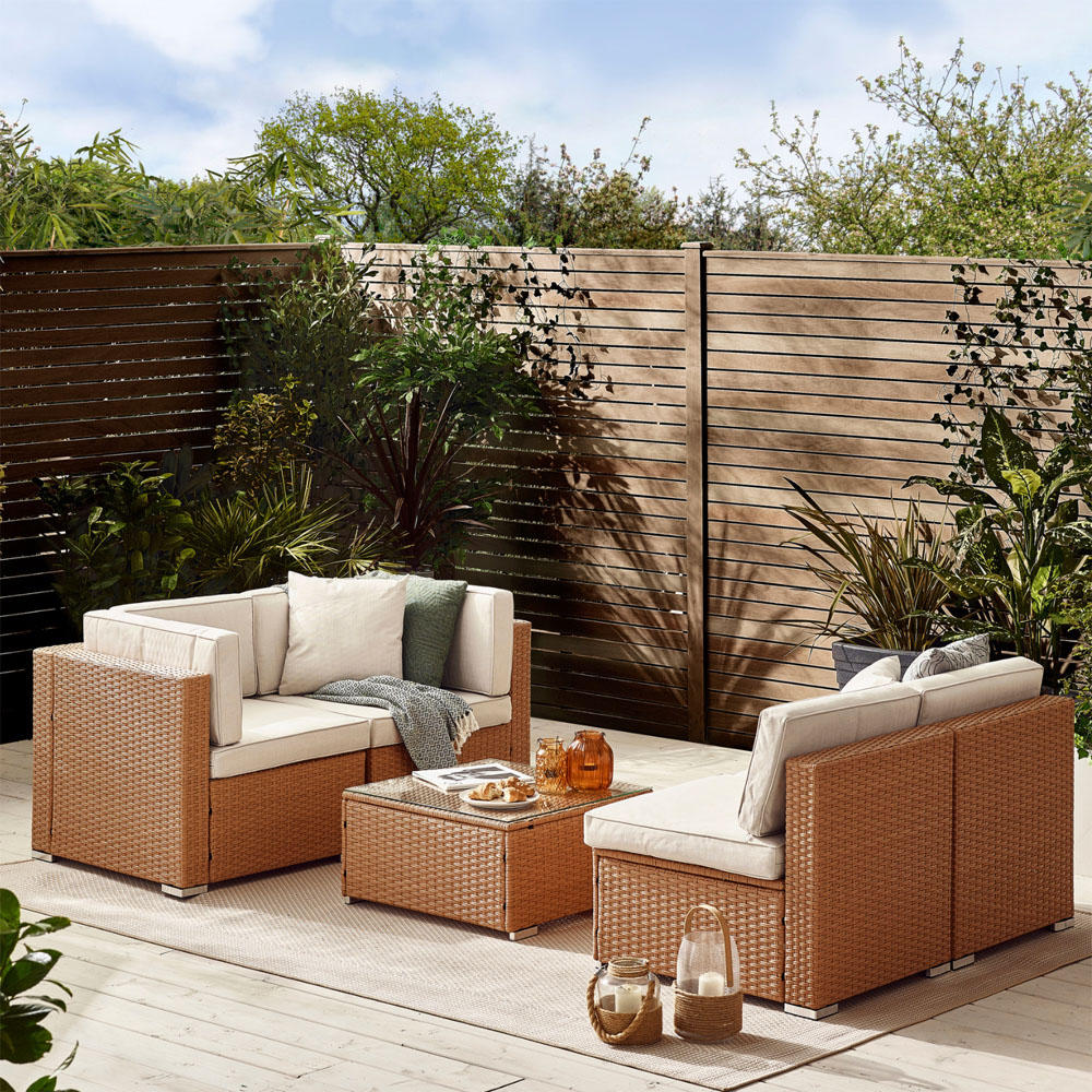 Furniturebox Windermere 4 Seater Beige Rattan Sofa Lounge Set Image 7