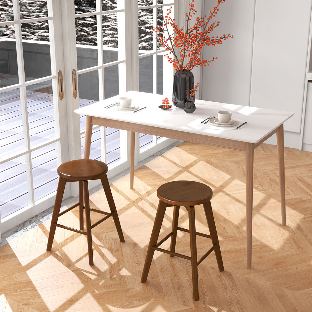 Costway Brown Swivel Counter Height Bar Stool Set of 2 Image 3