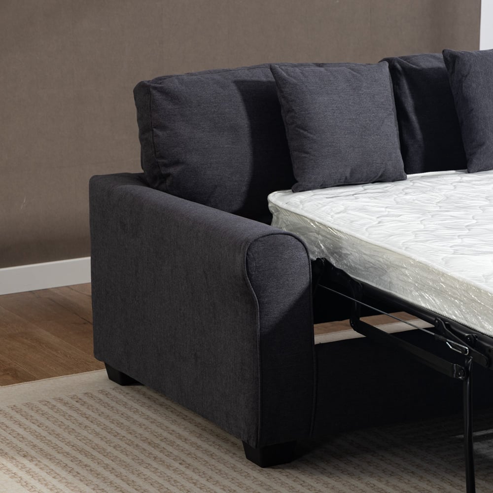 Artemis Home Lewiston 2 Seater Charcoal Grey Fabric Sofa Bed Image 3