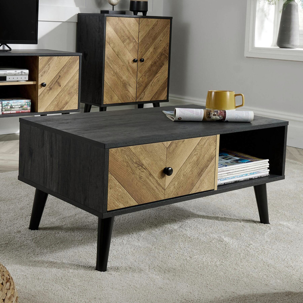 Home Source Dallas Single Drawer Single Shelf Black Coffee Table Image 8