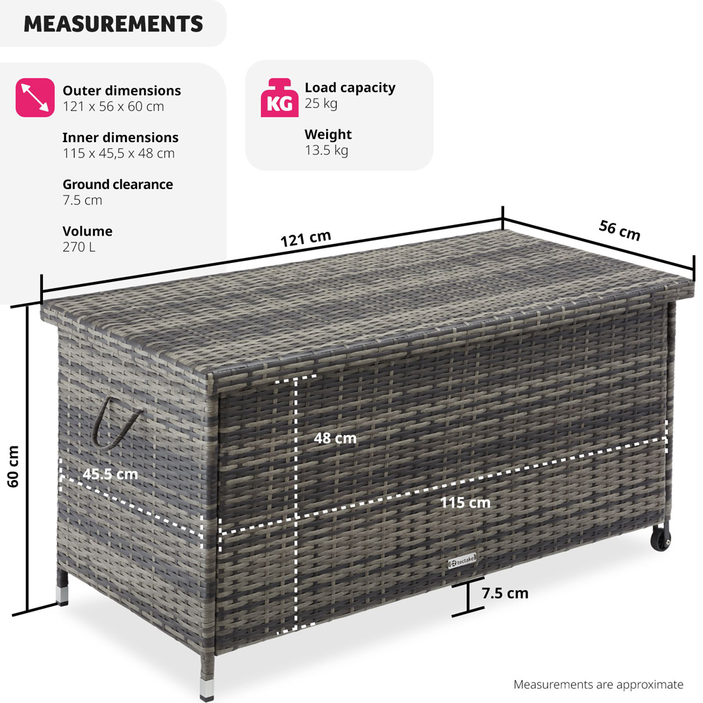 tectake Kiruna 270L Grey Rattan Storage Box Image 8