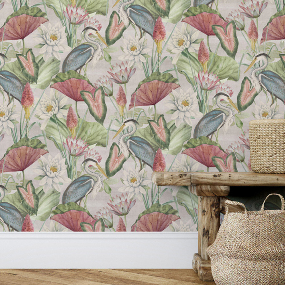 Esselle Home Waterlily Lake Linen Multicolour Wallpaper Image 3