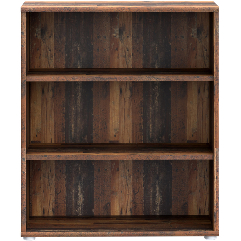 Florence Essential 2 Shelf Vintage Oak Low Wide Bookcase Image 3