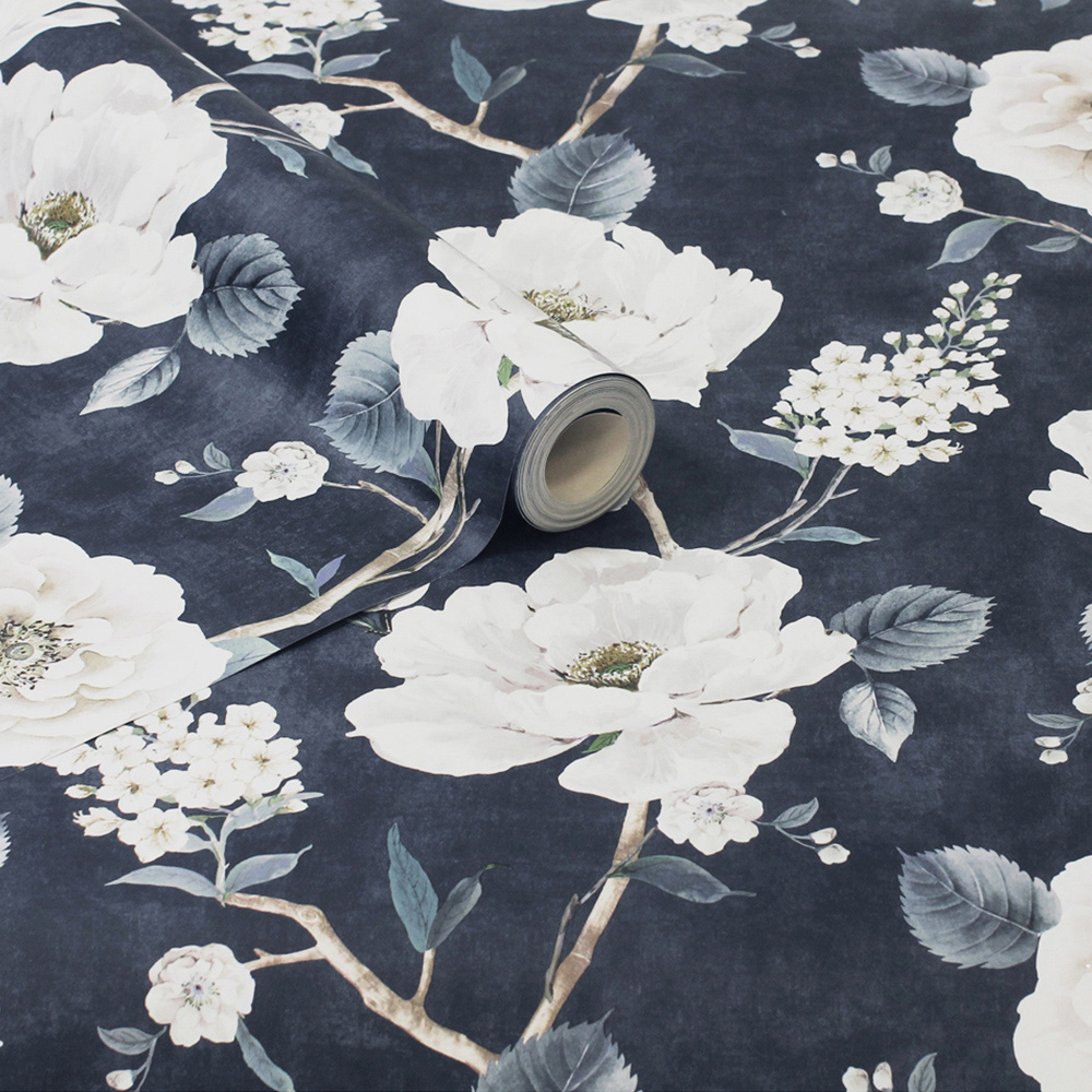 Arthouse Ashley Floral Navy Wallpaper Image 2