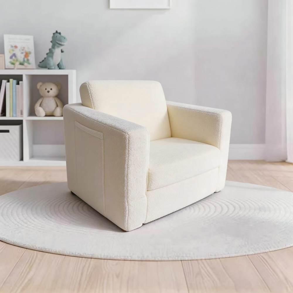 Kidsaw Single Seater Lamb Plush Sherpa Fold-Out Convertible Chair Bed Image 4