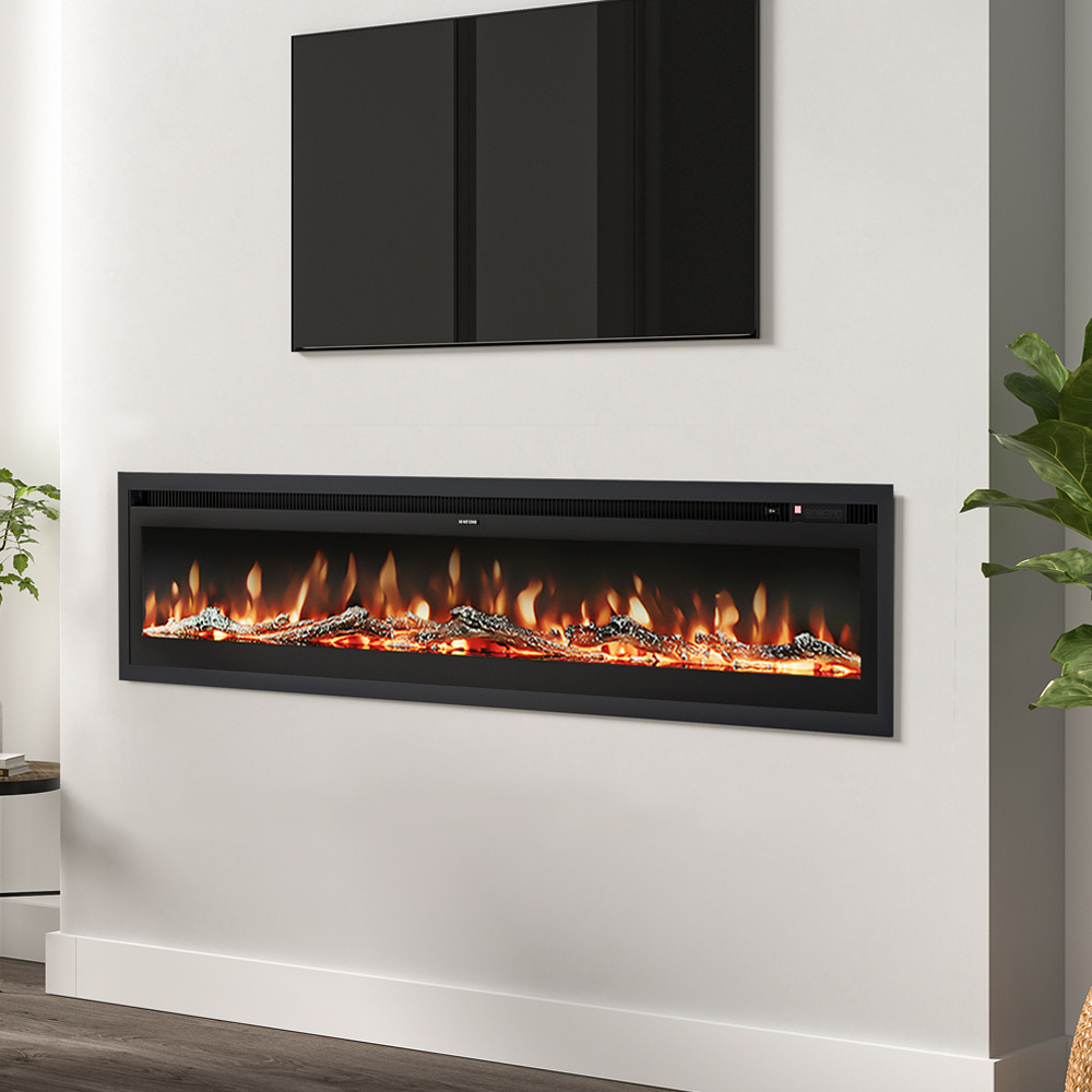 Living and Home 80 Inch Electric Fireplace Wall Mounted Wall Inset or Freestanding Heater 12 Flame Colours with Remote Image 5
